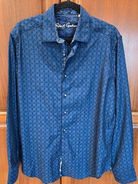 Robert Graham dark blue 100% cotton long sleeve men's